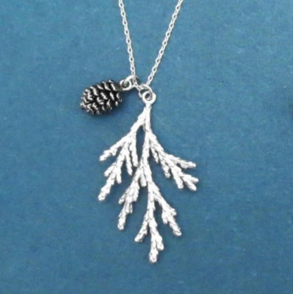 Pinecone and branch necklace